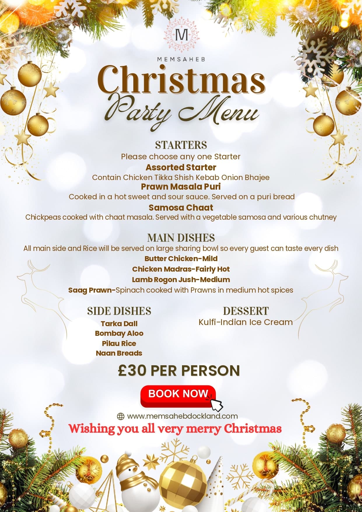 Christmas Party Menu